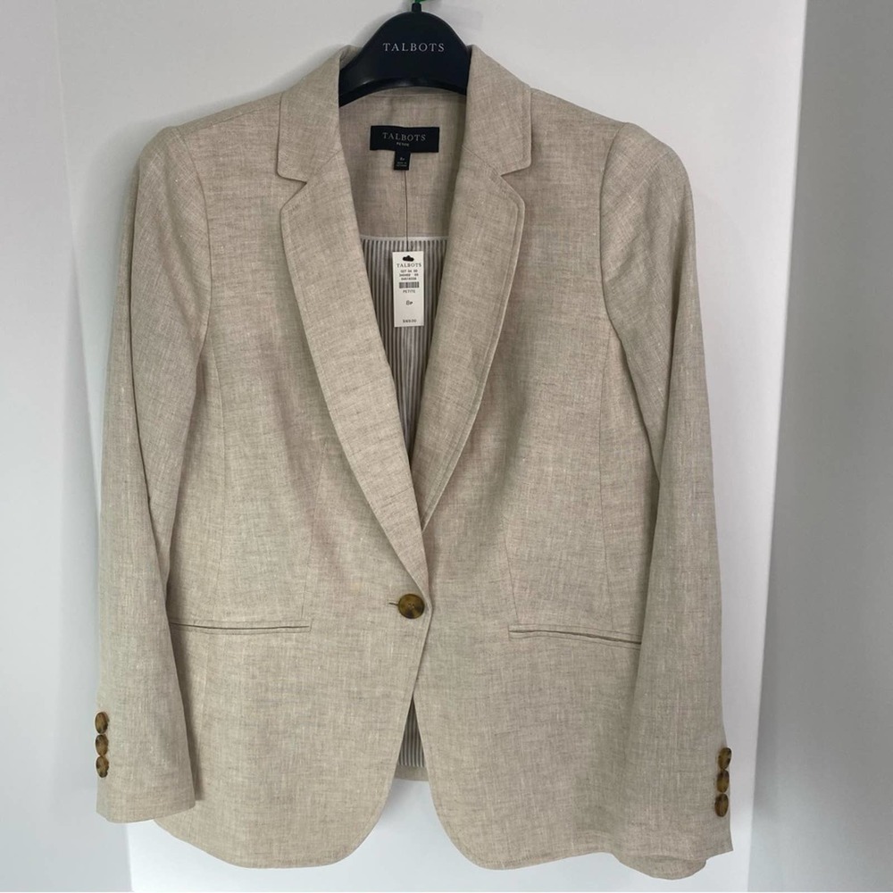 Talbots Linen Jacket NWT Size 8 Petite.